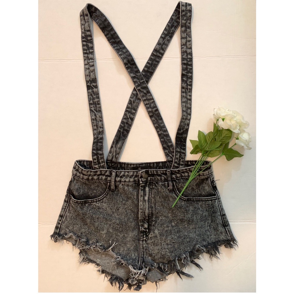 Grey jean shorts with overalls!